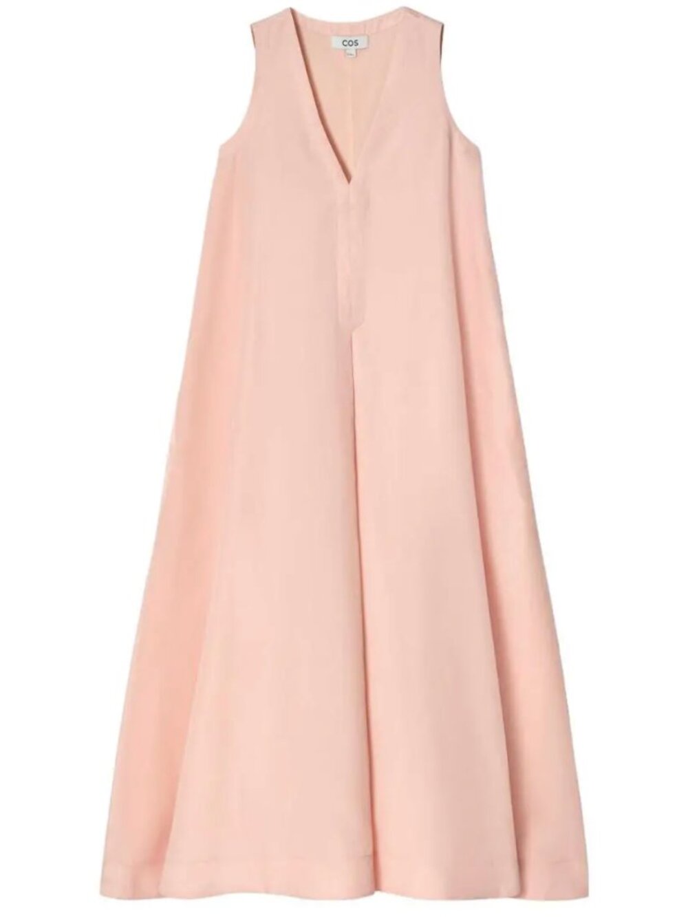 NWT COS A Line Linen-Blend Maxi Dress Size 12 Apricot